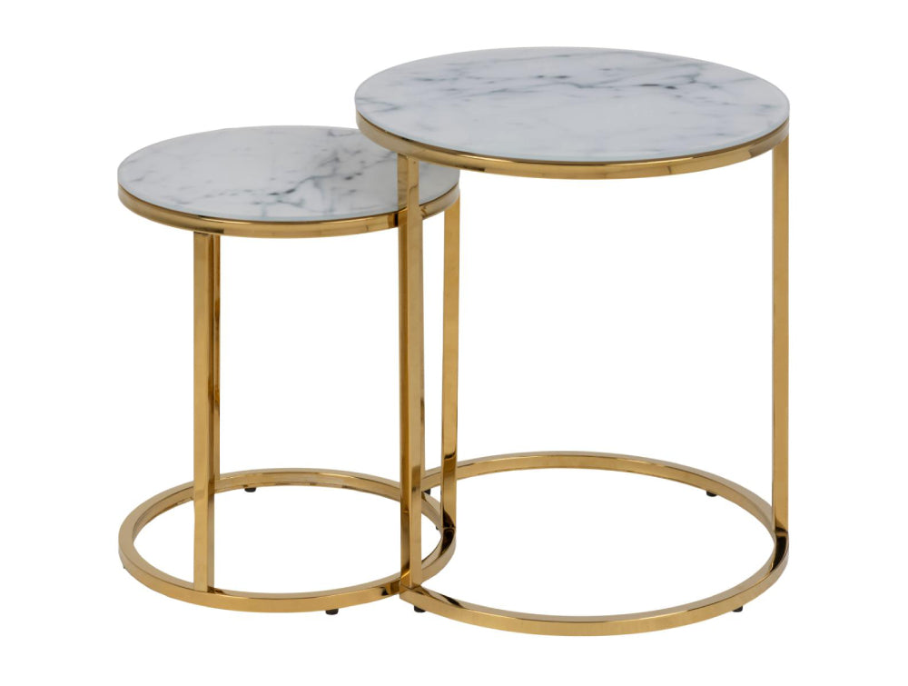 Lysa Round Nest of Tables White Marble 2