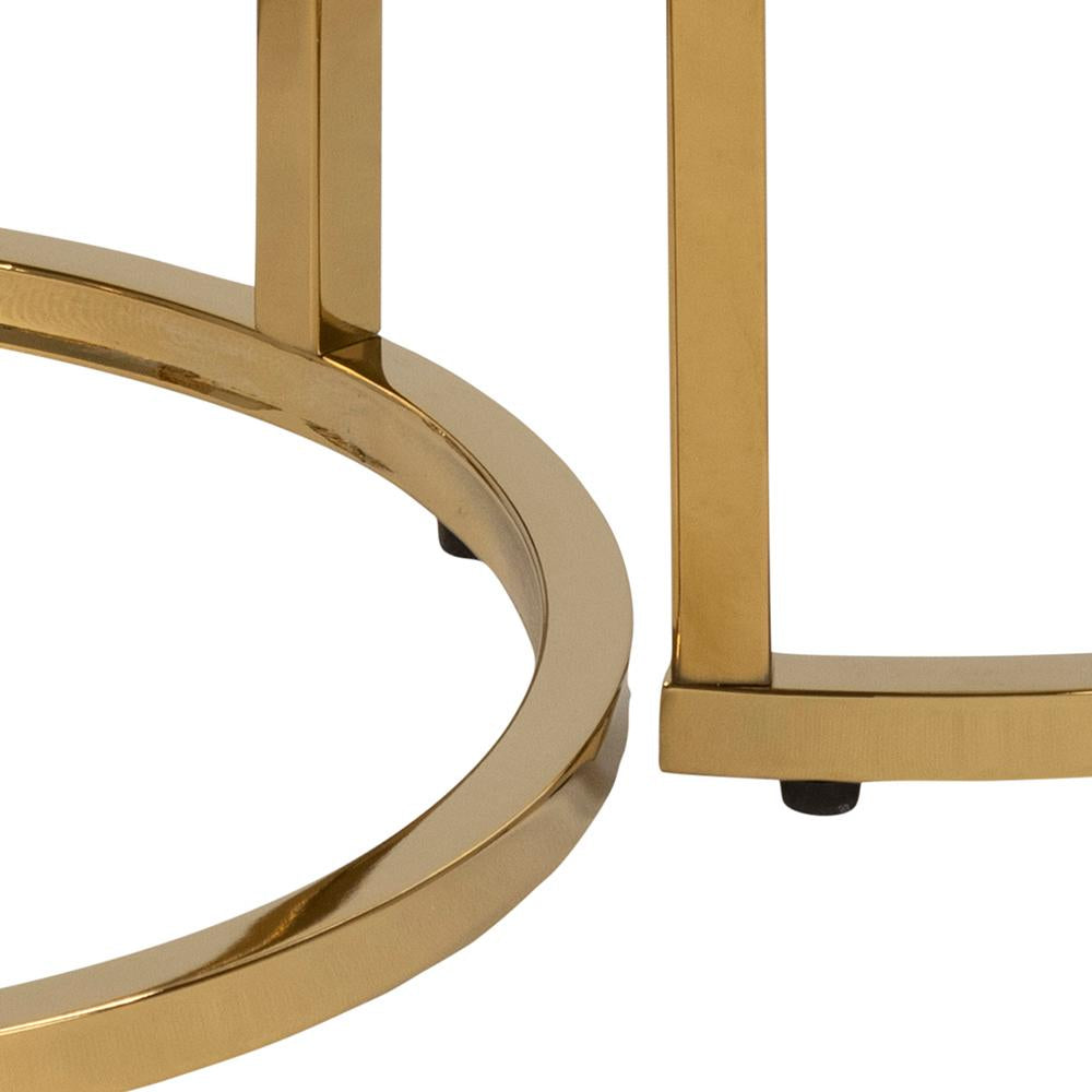 Lysa Round Nest of Tables White Marble Base Detail