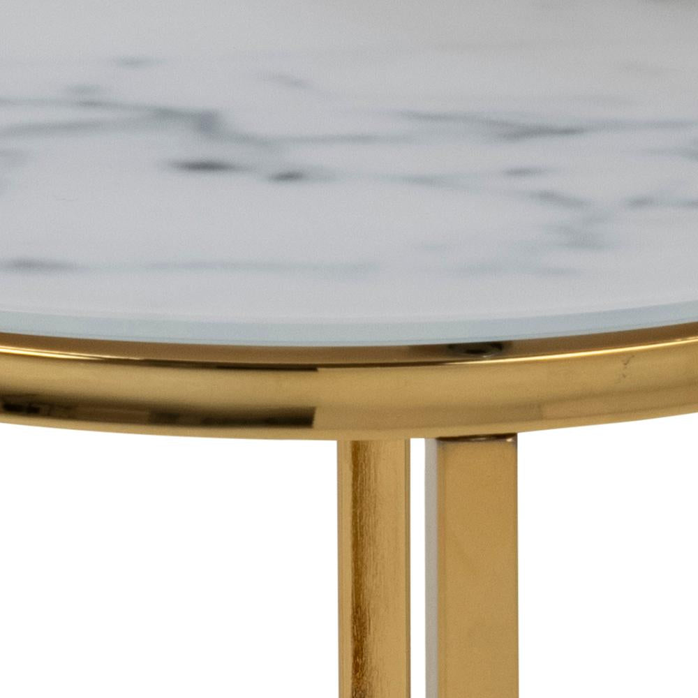 Lysa Round Nest of Tables White Marble Frame Detail