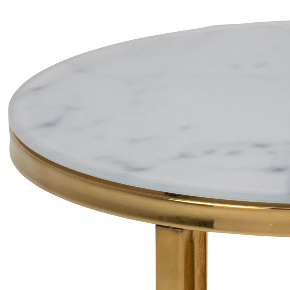 Lysa Round Nest of Tables White Marble Top Edge Detail