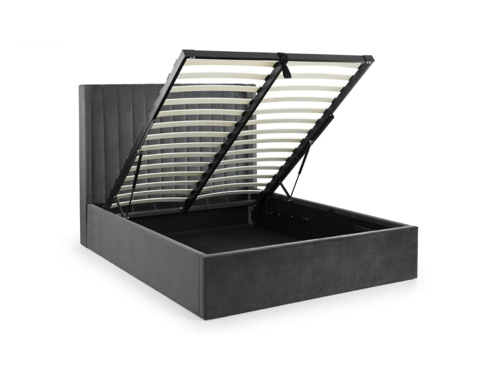 Mario Scalloped Headboard Storage Bed Grey 2