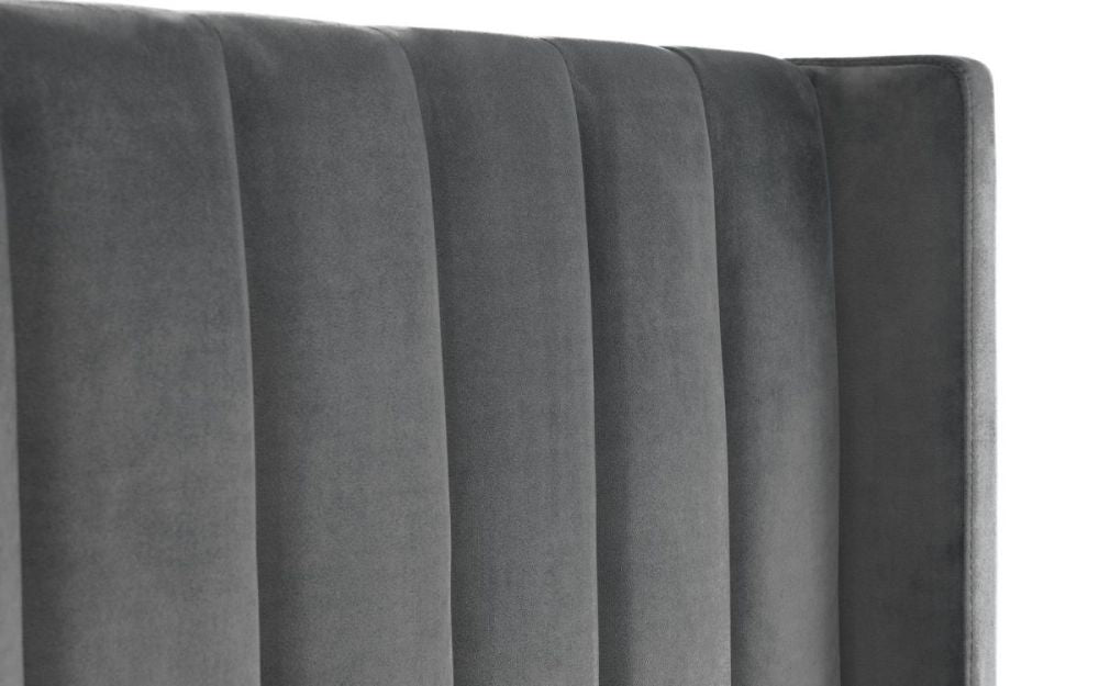Mario Scalloped Headboard Storage Bed Grey Headboard Corner Detail