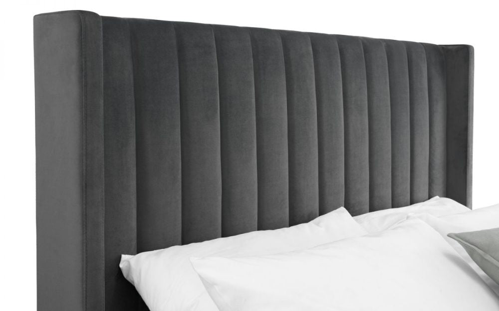 Mario Scalloped Headboard Storage Bed Grey Headboard Detail