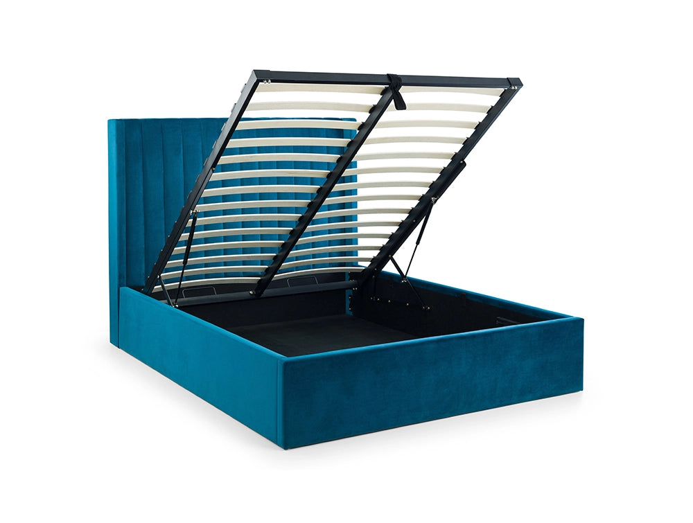 Mario Scalloped Headboard Storage Bed Teal 2