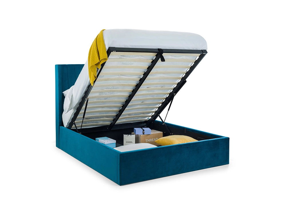 Mario Scalloped Headboard Storage Bed Teal 5