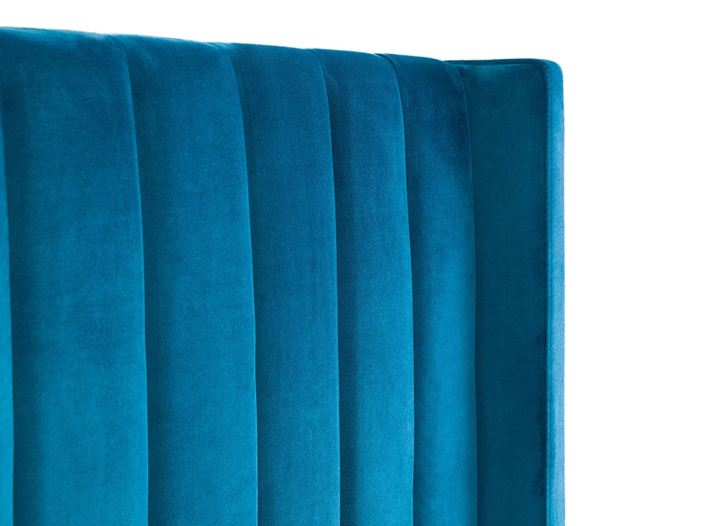 Mario Scalloped Headboard Storage Bed Teal Headboard Corner Detail