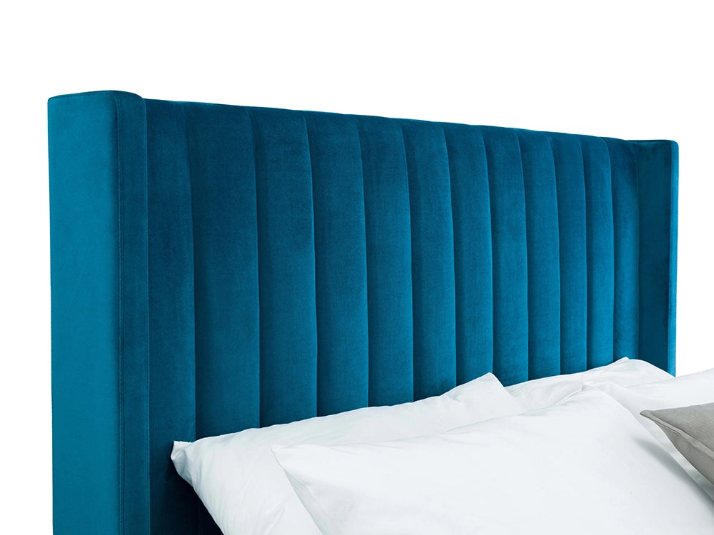 Mario Scalloped Headboard Storage Bed Teal Headboard Detail