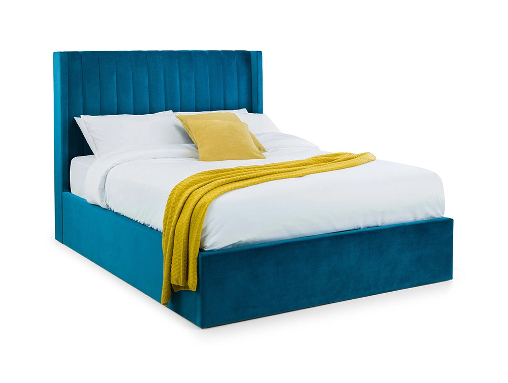 Mario Scalloped Headboard Storage Bed Teal
