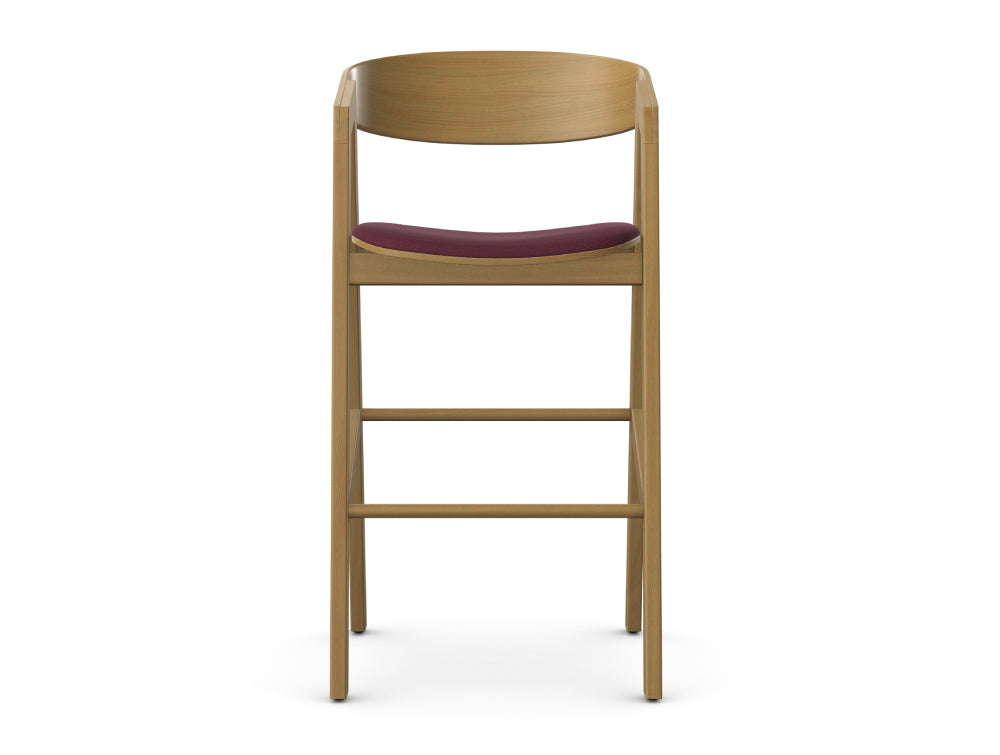 Micro Wooden Bar Stool with Footrest and Upholstered Seat Pad 4