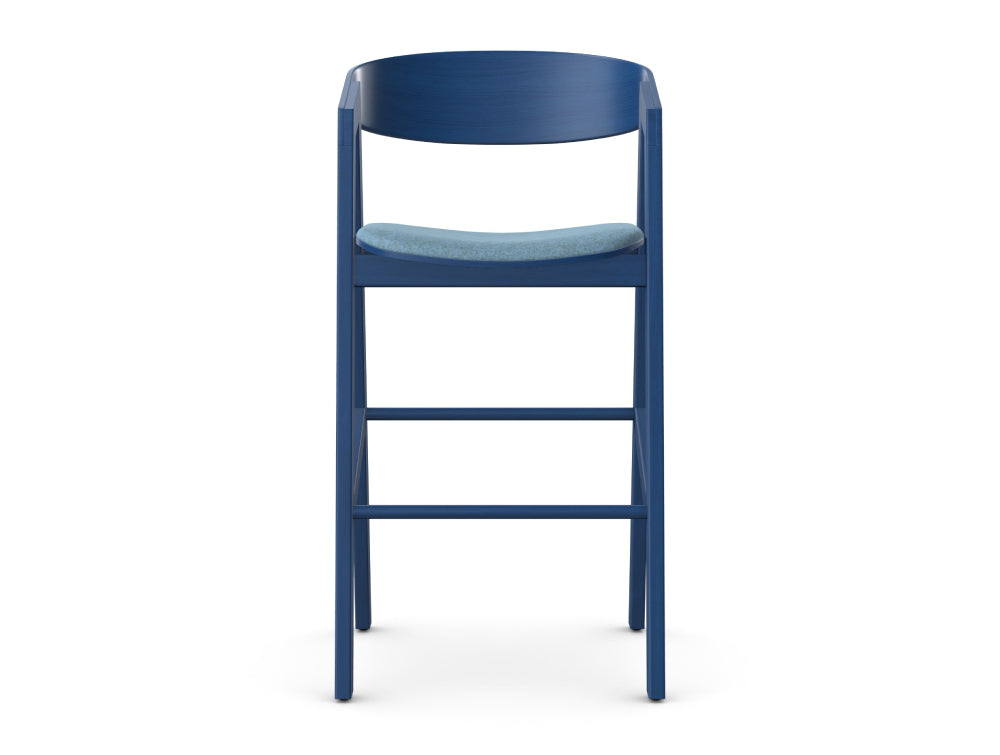 Micro Wooden Bar Stool with Footrest and Upholstered Seat Pad