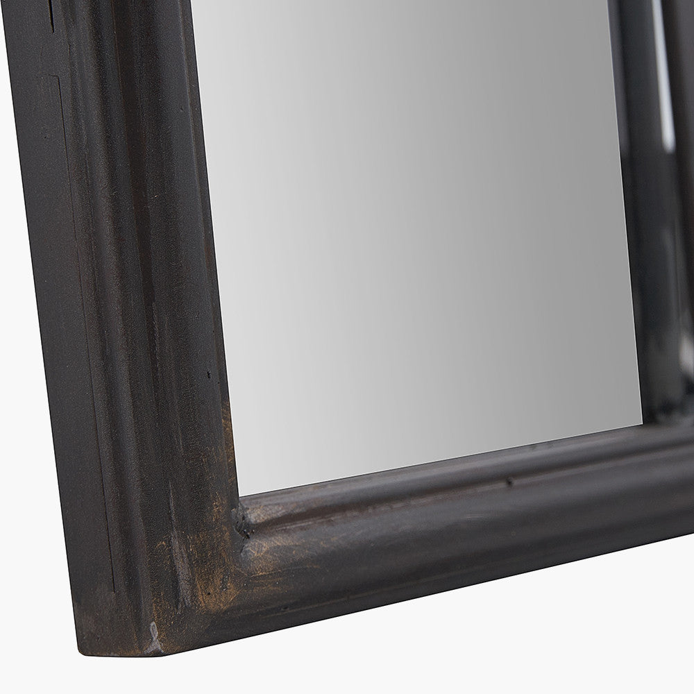 Miranda Antique Bronze Metal Rectangular Floor Mirror Corner Detail