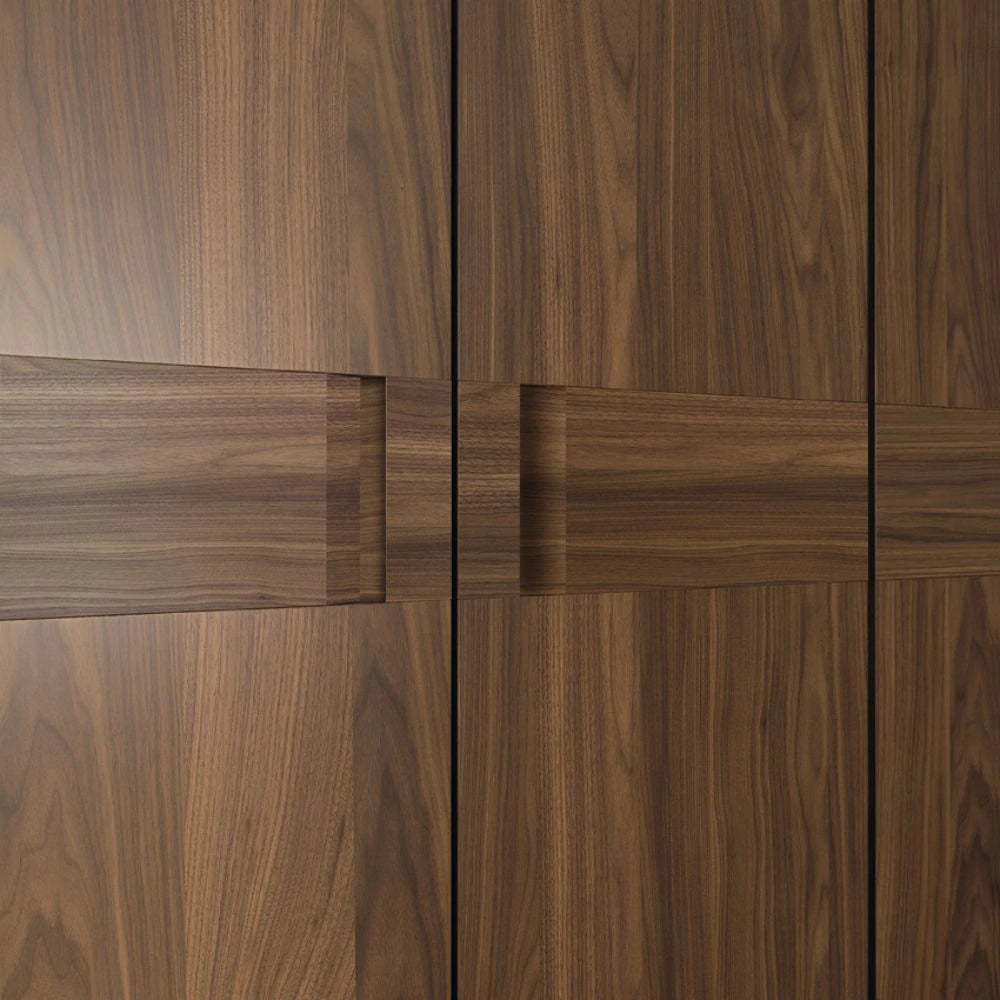 Mobenia Slope Wardrobe Handle Close Up in Walnut Finish