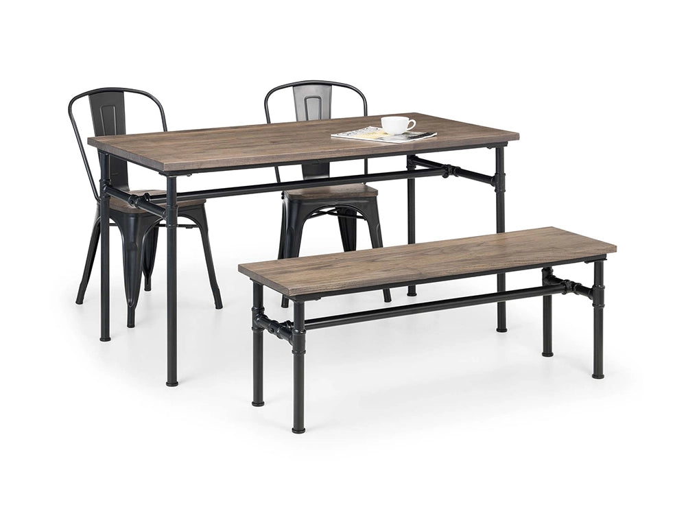 Naeve Industrial Dining Table with Chairs and Bench