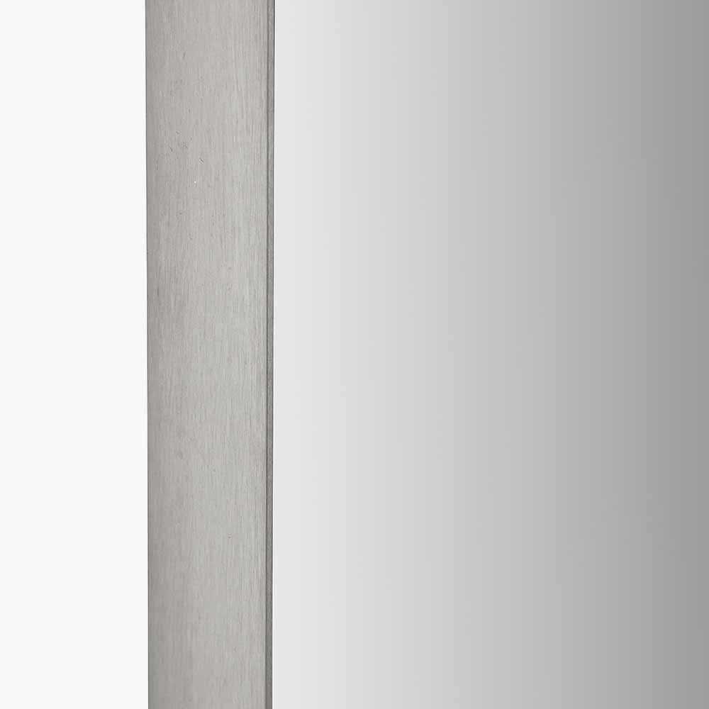 Naples Brushed Silver Metal Slim Frame Oval Wall Mirror Edge Detail 2