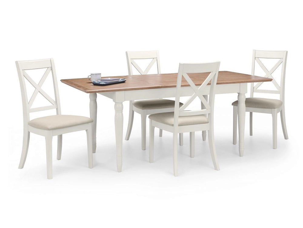 Nice Extending Dining Table with Padded Wooden Chair