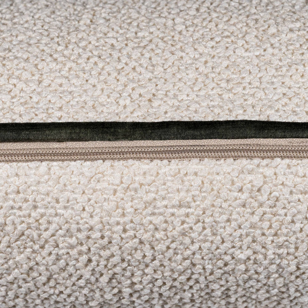 Oasis Upholstered Cushion Cream Green Zipper Detail