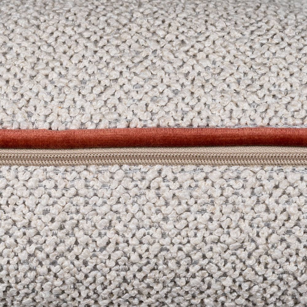 Oasis Upholstered Cushion Ecru Salmon Zipper Detail