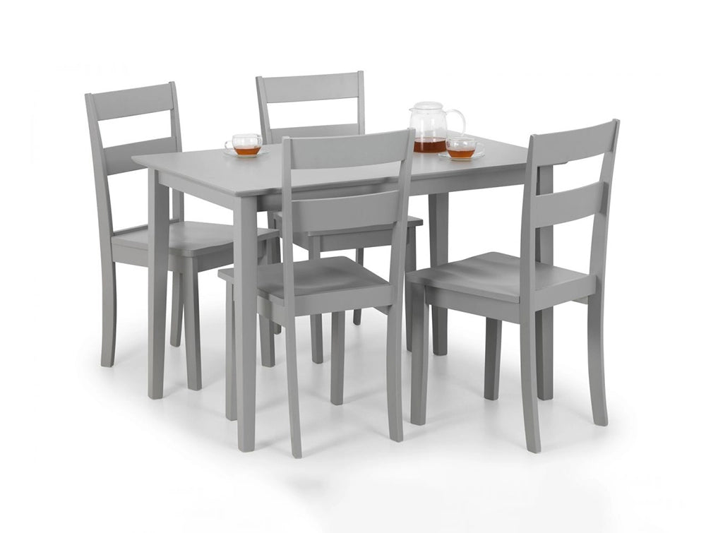 Obe Compact Rectangular Dining Table Torino Grey with Four Wooden Chairs