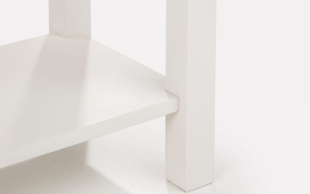 Orr Console Table Ivory and Oak Leg and Shelf Detail