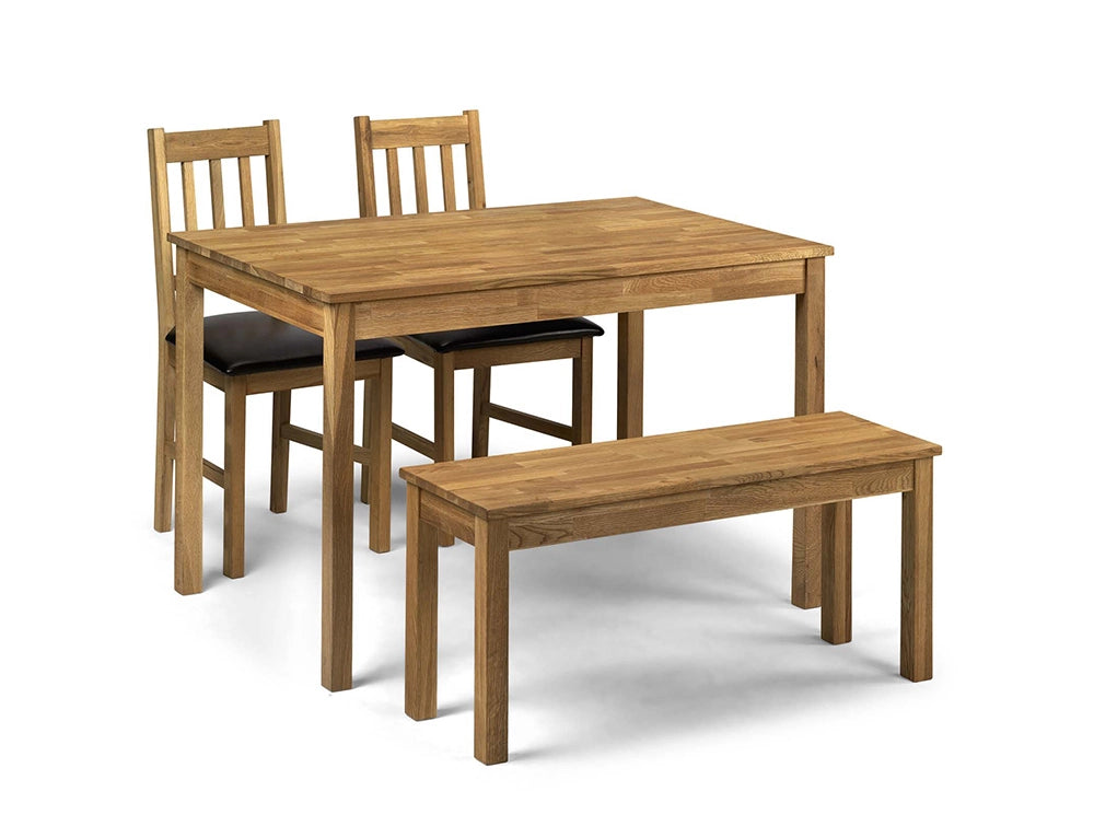 Orr Dining Chair in Oak Finish with Table and Bench