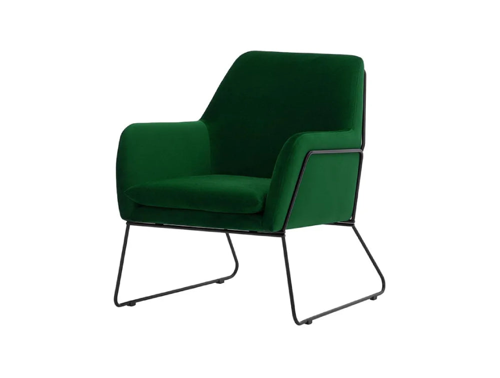 Oslo Armchair - Dark Green and Black Metal Frame