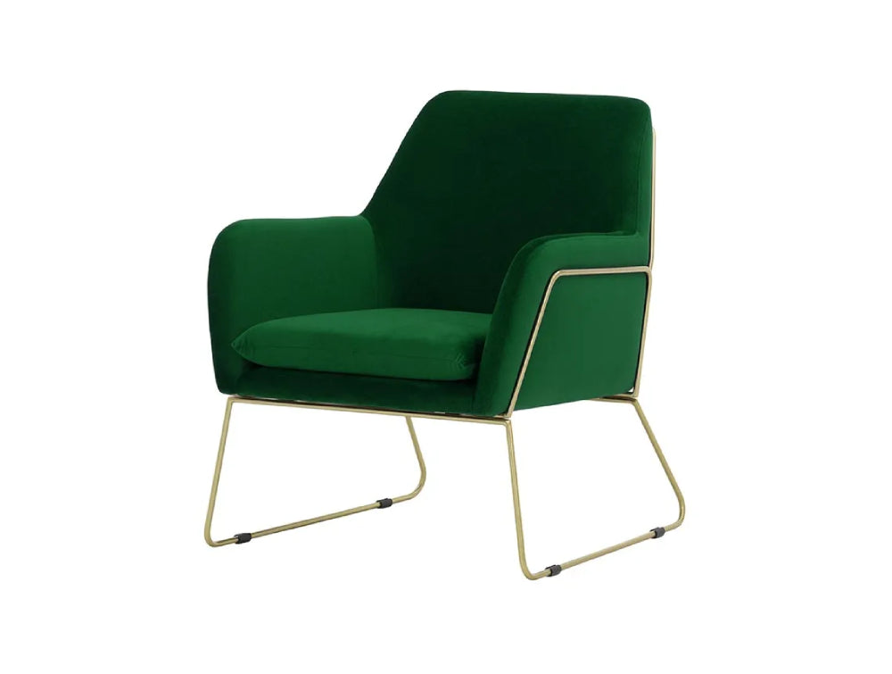 Oslo Armchair - Dark Green and Gold Metal Frame