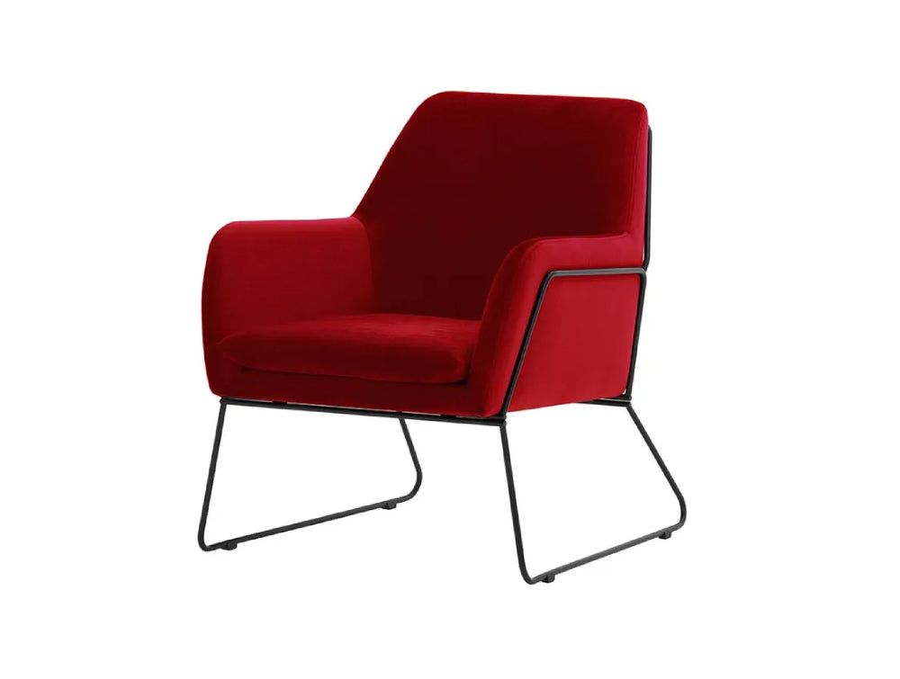 Oslo Armchair - Dark Red and Black Metal Frame