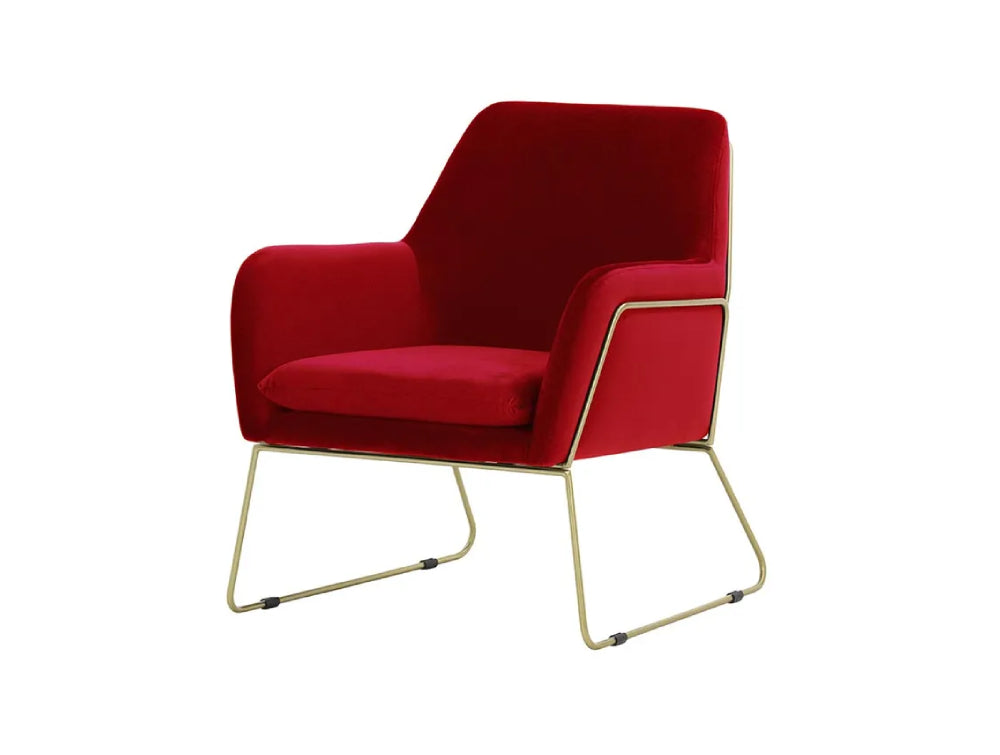 Oslo Armchair - Dark Red and Gold Metal Frame