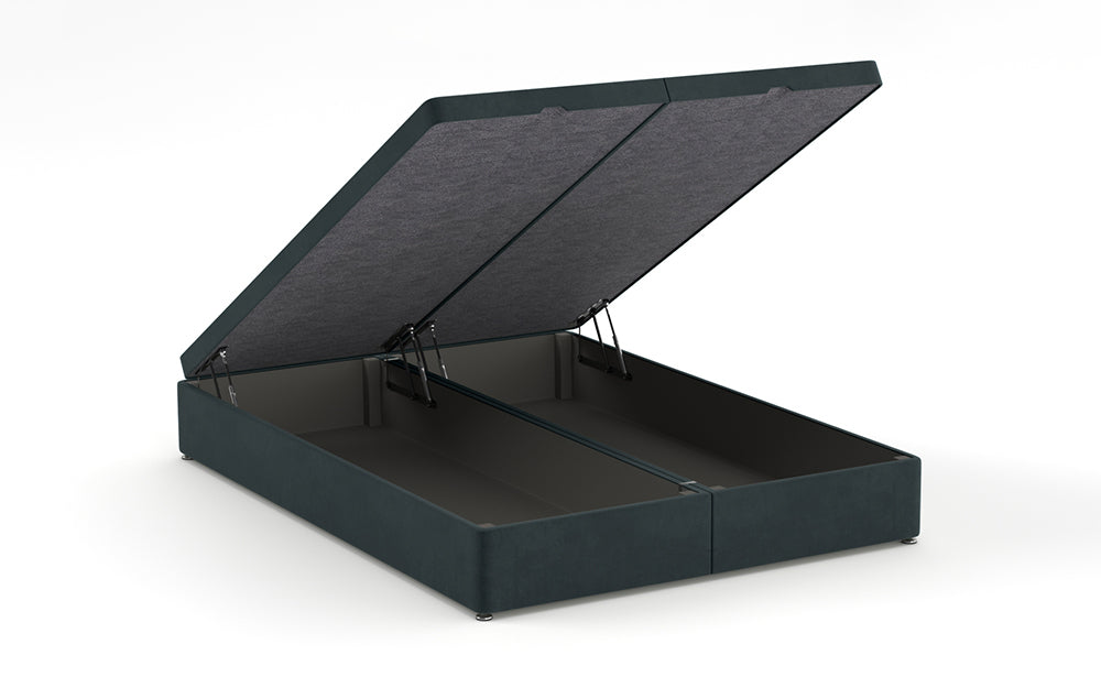 Ottoman Bed 4'6" Double with Full in Plush Velvet Steel