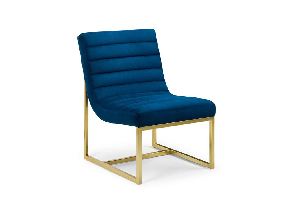 Oxford Velvet Accent Chair Blue and Gold