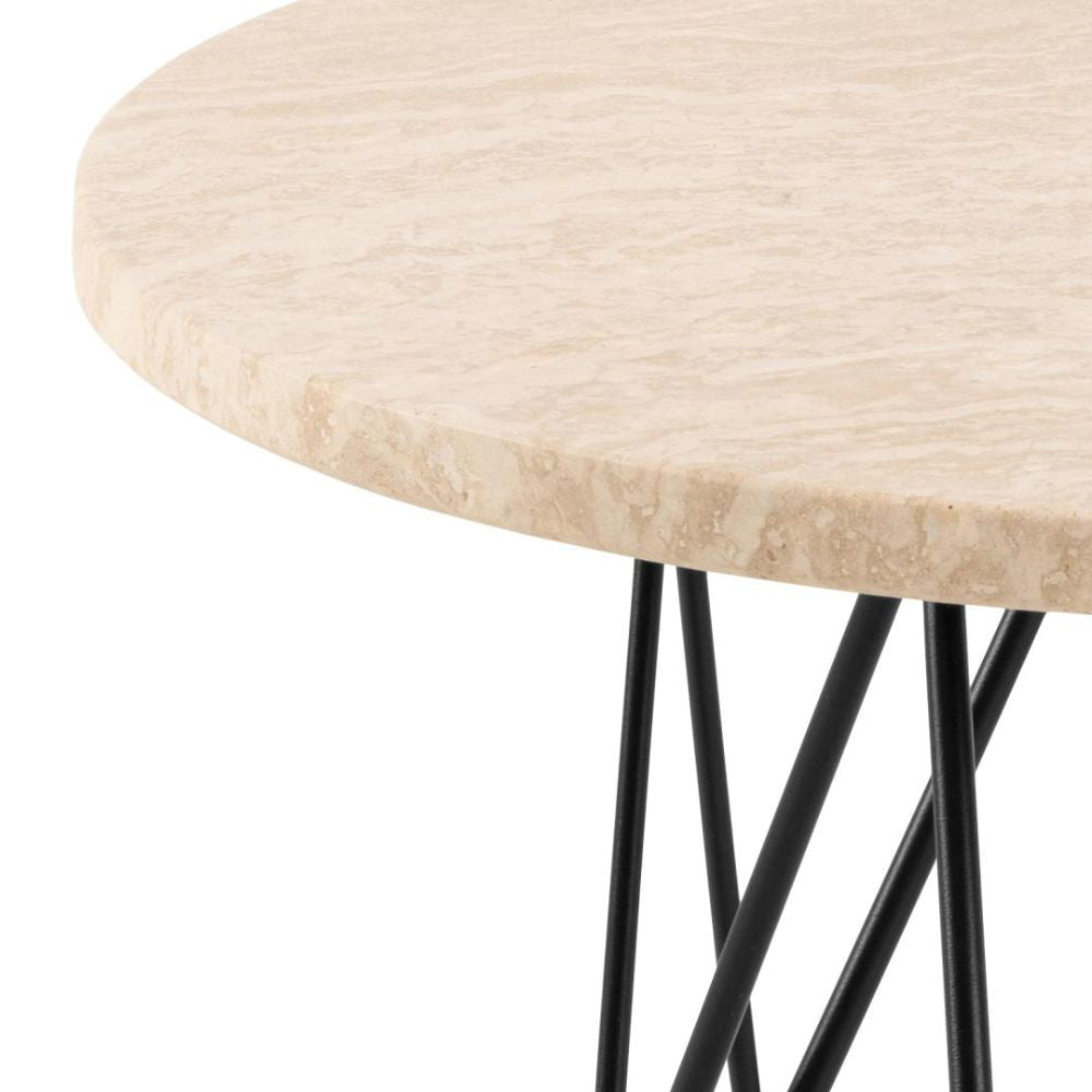 Penny Side Table Beige and Black Top Detail