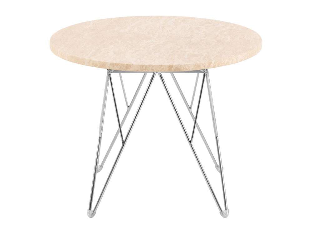 Penny Side Table Beige and Chrome 2