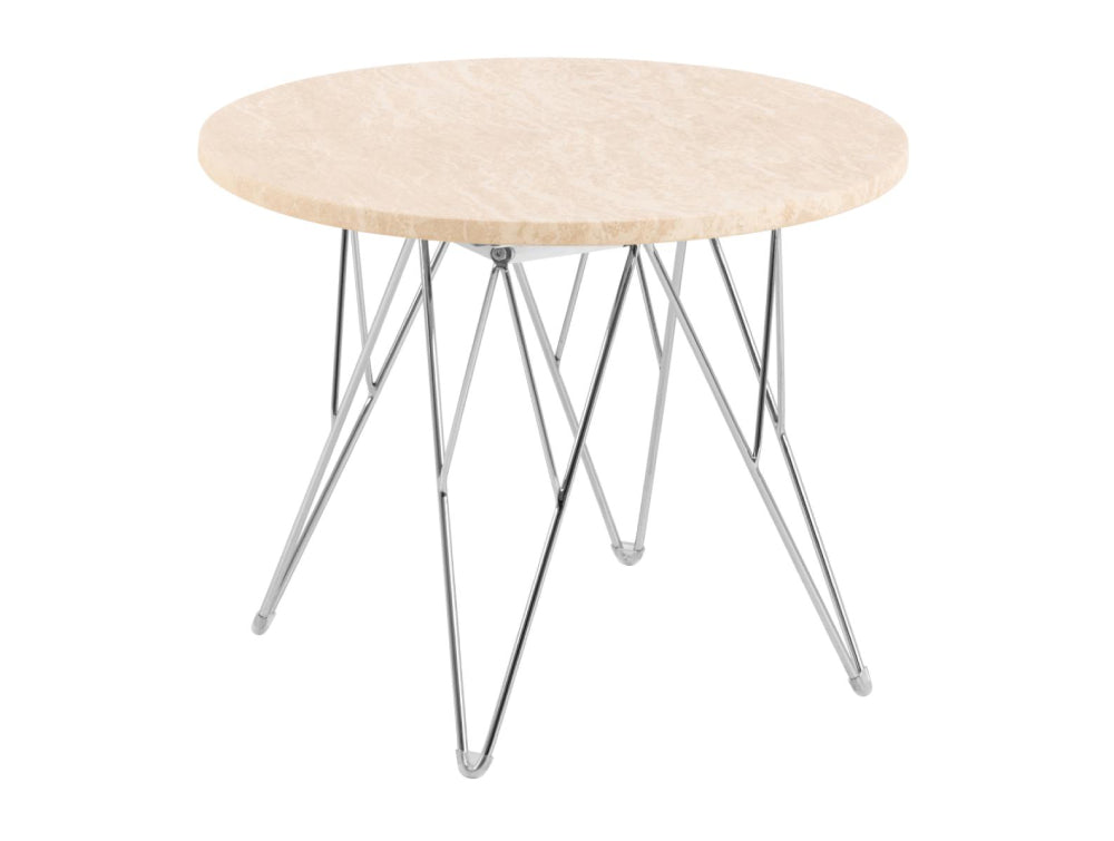 Penny Side Table Beige and Chrome