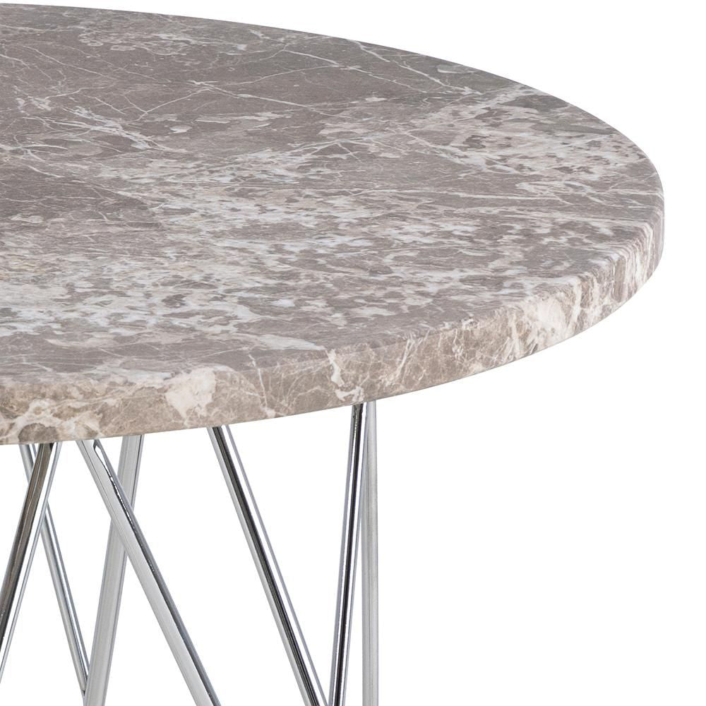 Penny Side Table Grey and Chrome Top Detail