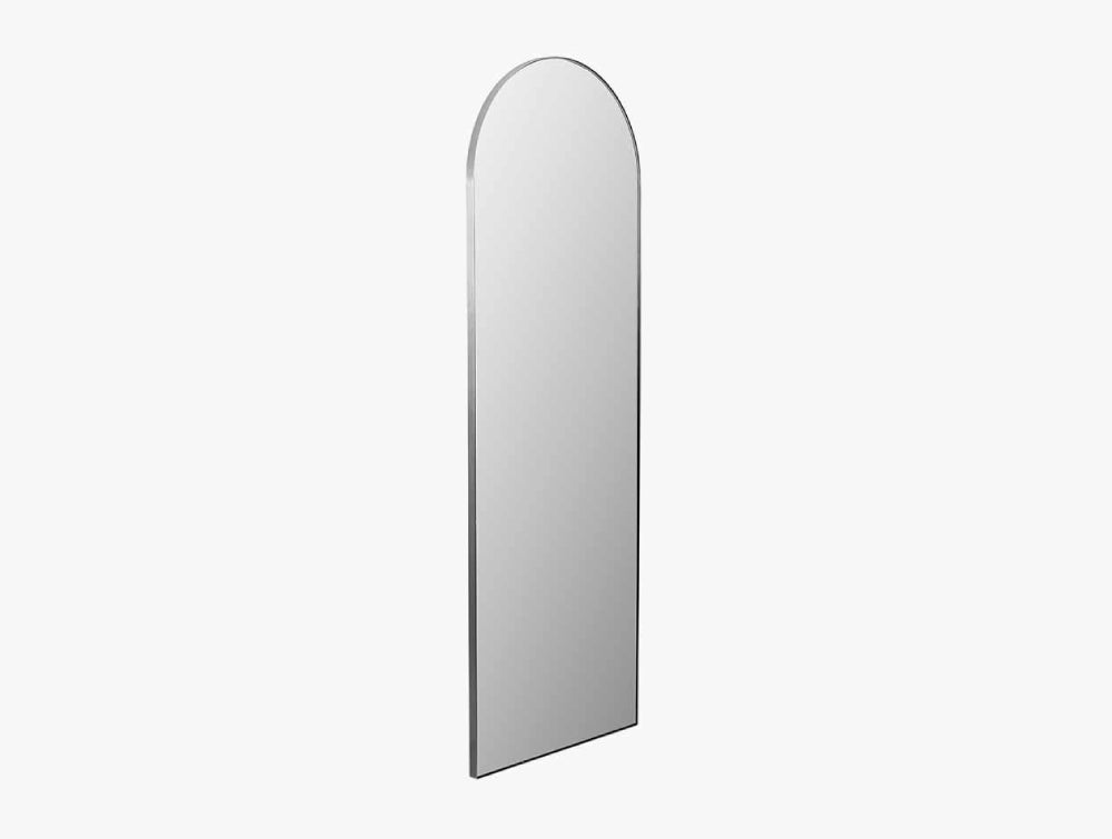 Peyton Silver Metal Slim Frame Arch Floor Mirror