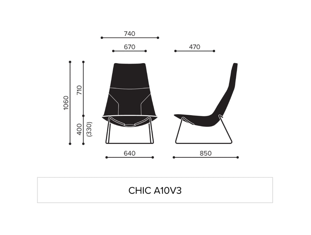 Profim Chic A10V3 Soft Seating Lounge Chair Dimensions