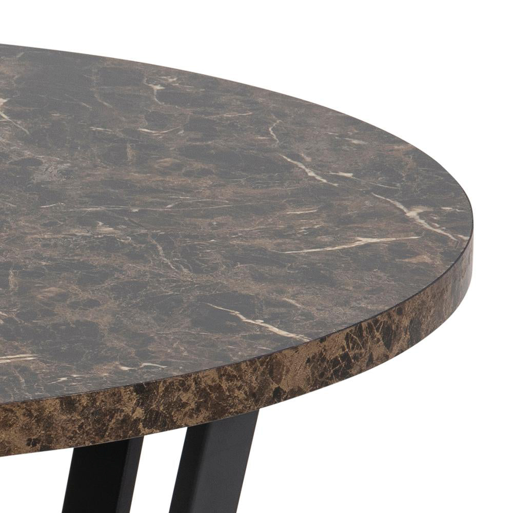 Ramble Round Coffee Table Brown Marble Top Corner Detail