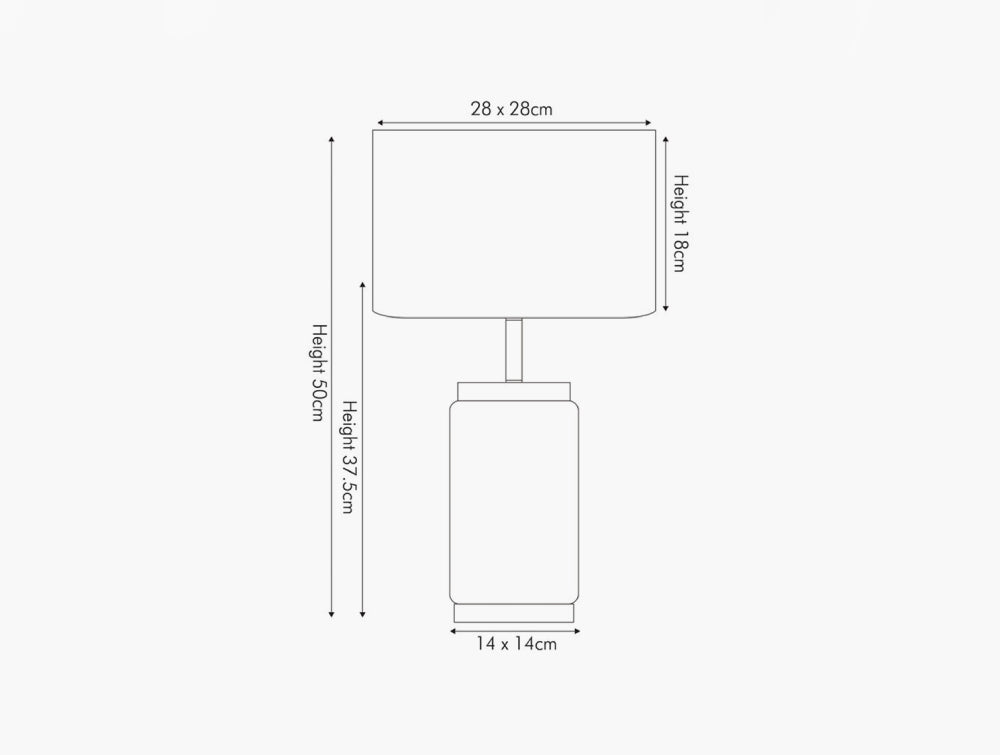 Raya Marble Effect and Brass Ceramic Low Table Lamp Dimensions