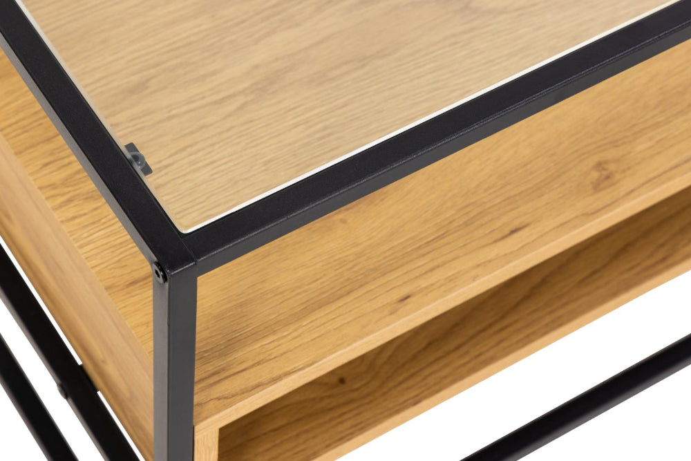 Reece Clear Glass Top Media Unit Top Corner Detail