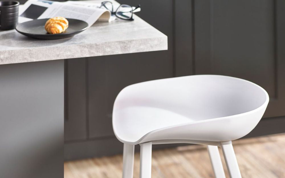 Remi Barstool in White Finish in Kitchen Setting 2