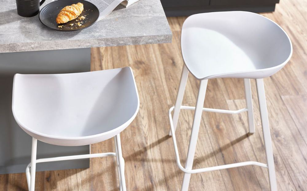 Remi Barstool in White Finish in Kitchen Setting