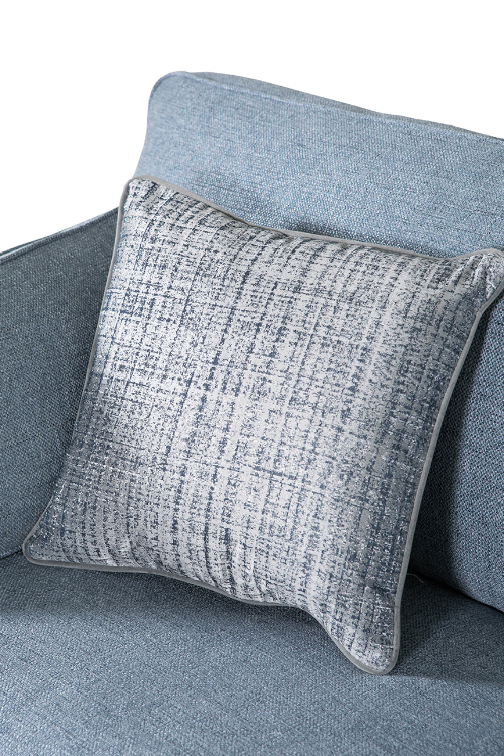 Remy 3 Seater Sofa Blue Corner Detail