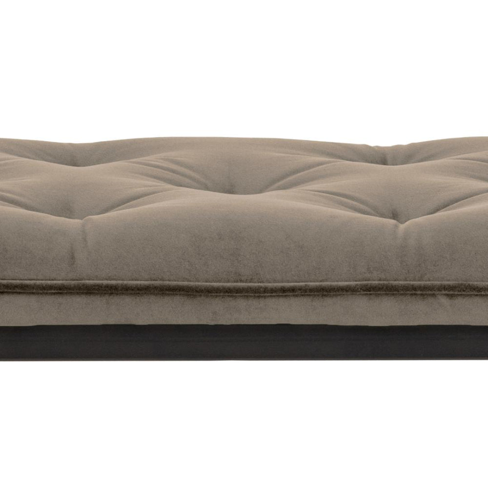 Rica Upholstered Bench Beige Button Style Detail
