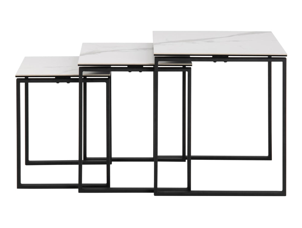 Riva Nest of 3 Tables White Marble 2