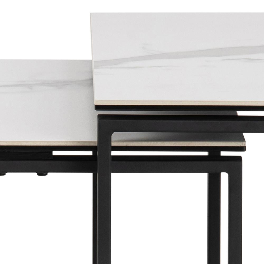 Riva Nest of 3 Tables White Marble Edge Detail