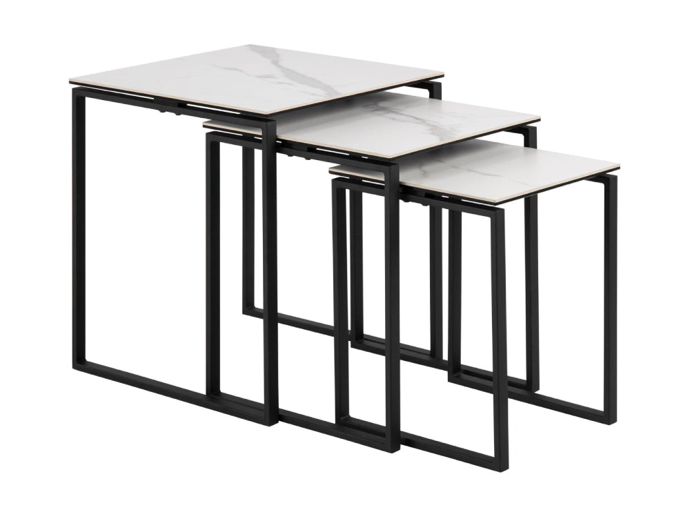 Riva Nest of 3 Tables White Marble
