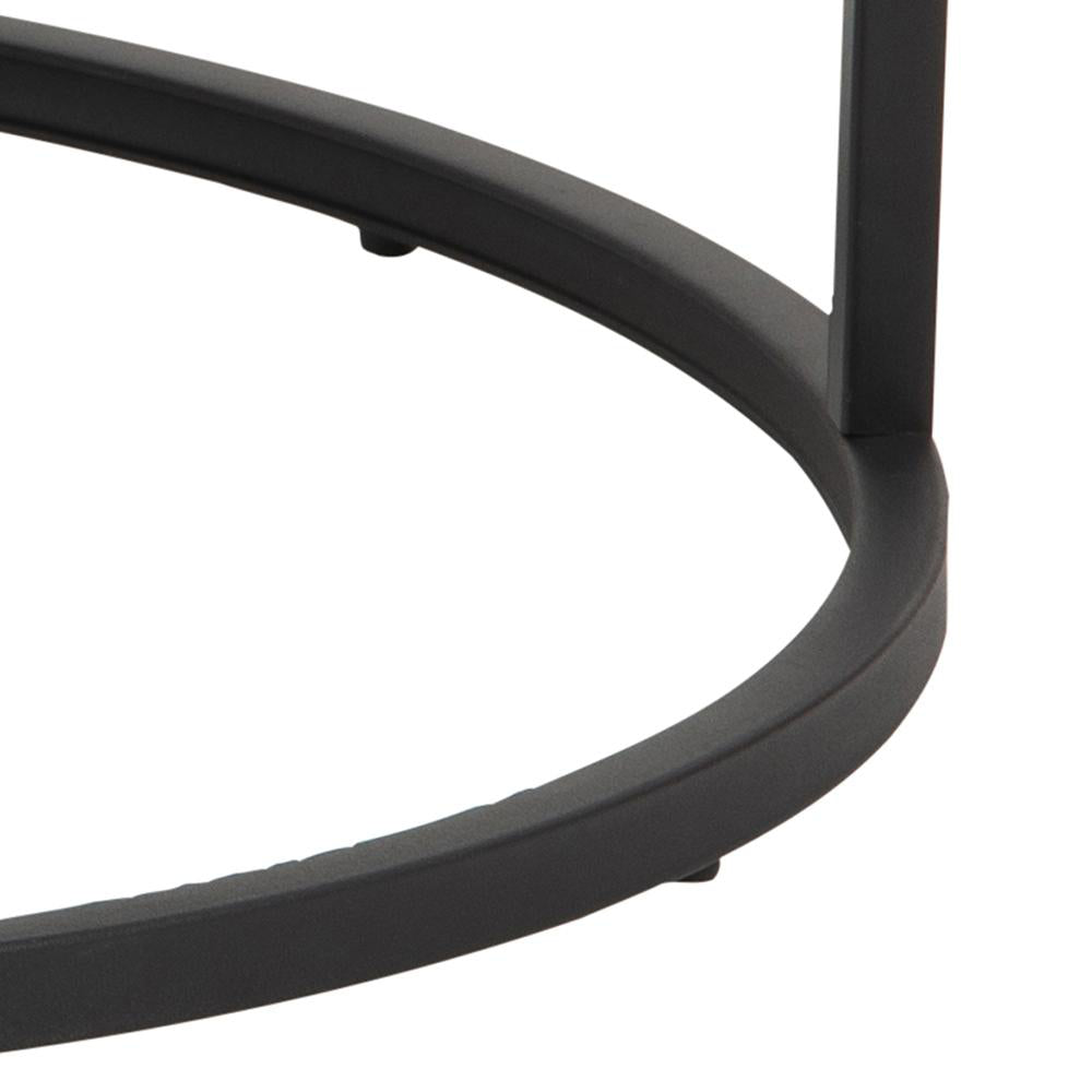 Riva Oval Round Coffee Table Smoked Glass Black Marble Base Detail