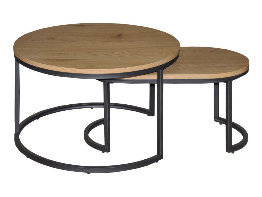 Riva Oval Round Coffee Table Wild Oak 2