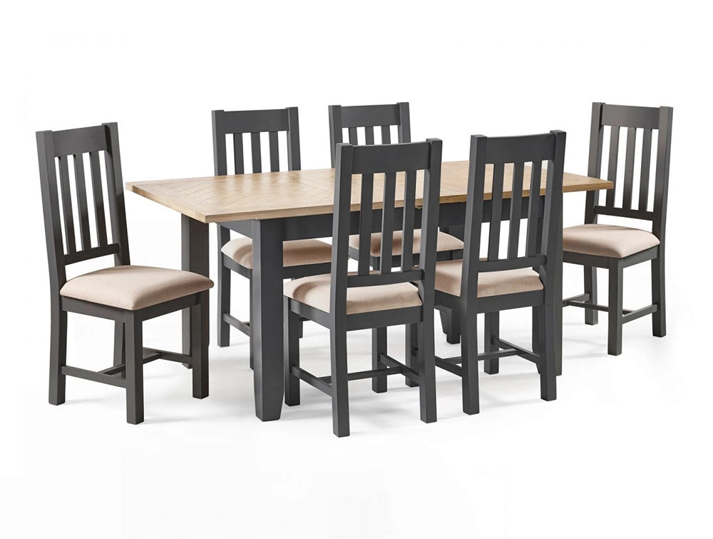 Rua Extending Dining Table Dark Grey with Rua Dining Chair