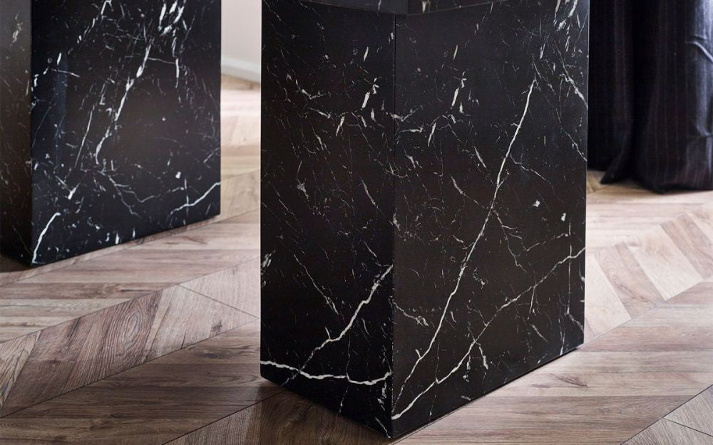Ryker Marble Dining Table Black Leg Detail